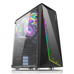 HESTART ATX Bilgisayar Oyun Kasası Masaüstü Desteği USB3.0 ile PC Gamer için M-ATX / ITX Anakart - Siyah